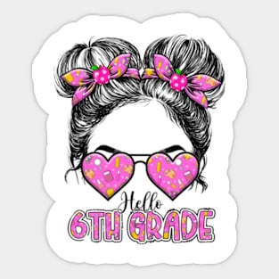 Kids Hello Sixth Grade Messy Bun Girls 6th Grade Back To School Sticker